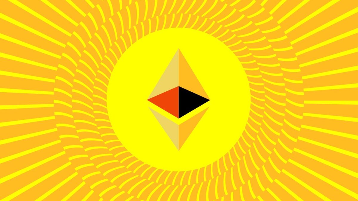 A picture of the Ethereum symbol surrounded by squiggly lines.