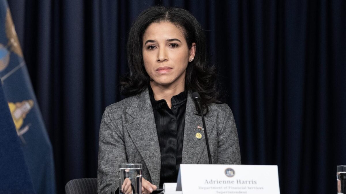 Adrienne Harris announced on Monday that she would step down from the New York Department of Financial Services.
