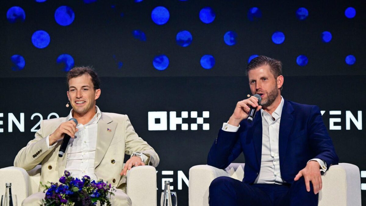 World Liberty Financial cofounders Zach Witkoff (left) and Eric Trump.