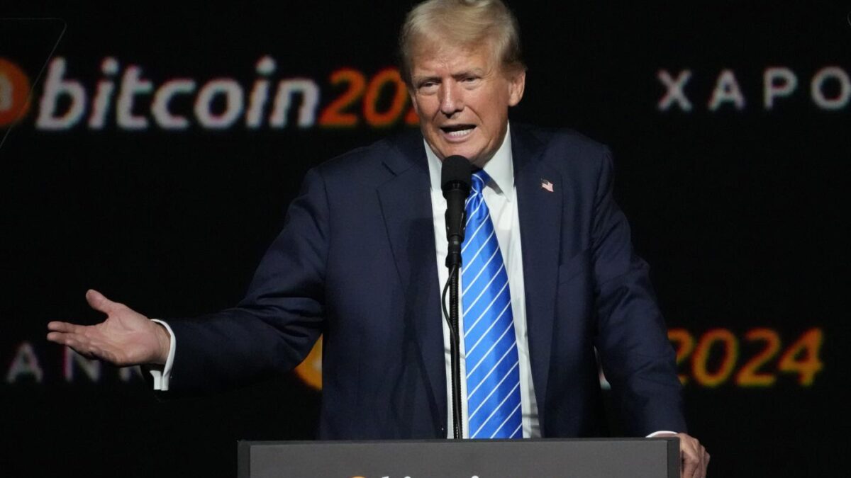 Donald Trump speaks at the Bitcoin 2024 Conference, on July 27, 2024, in Nashville.