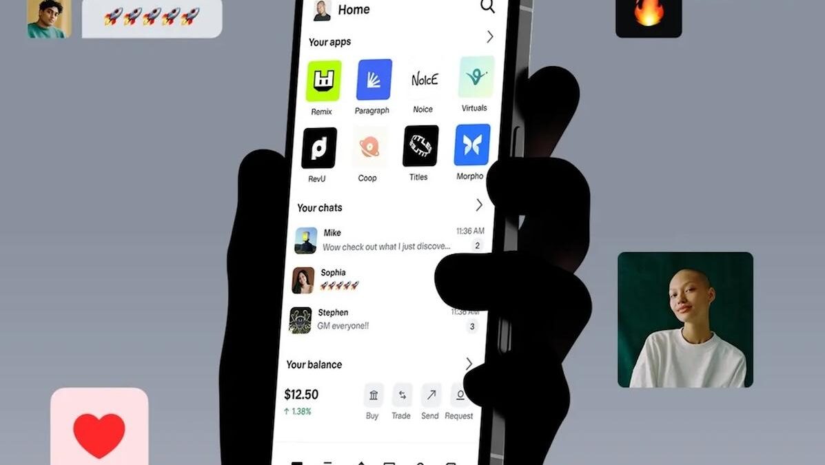 Base app on phone screen
