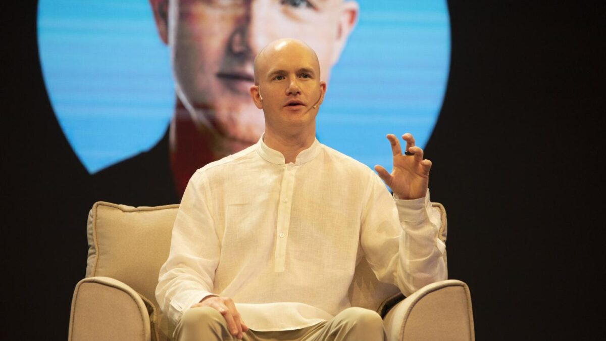 Brian Armstrong, cofounder and CEO of Coinbase, speaks at an event in Bengaluru, India, in 2022.