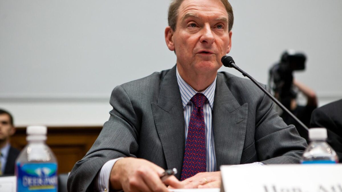Paul Atkins testifies at a House hearing.