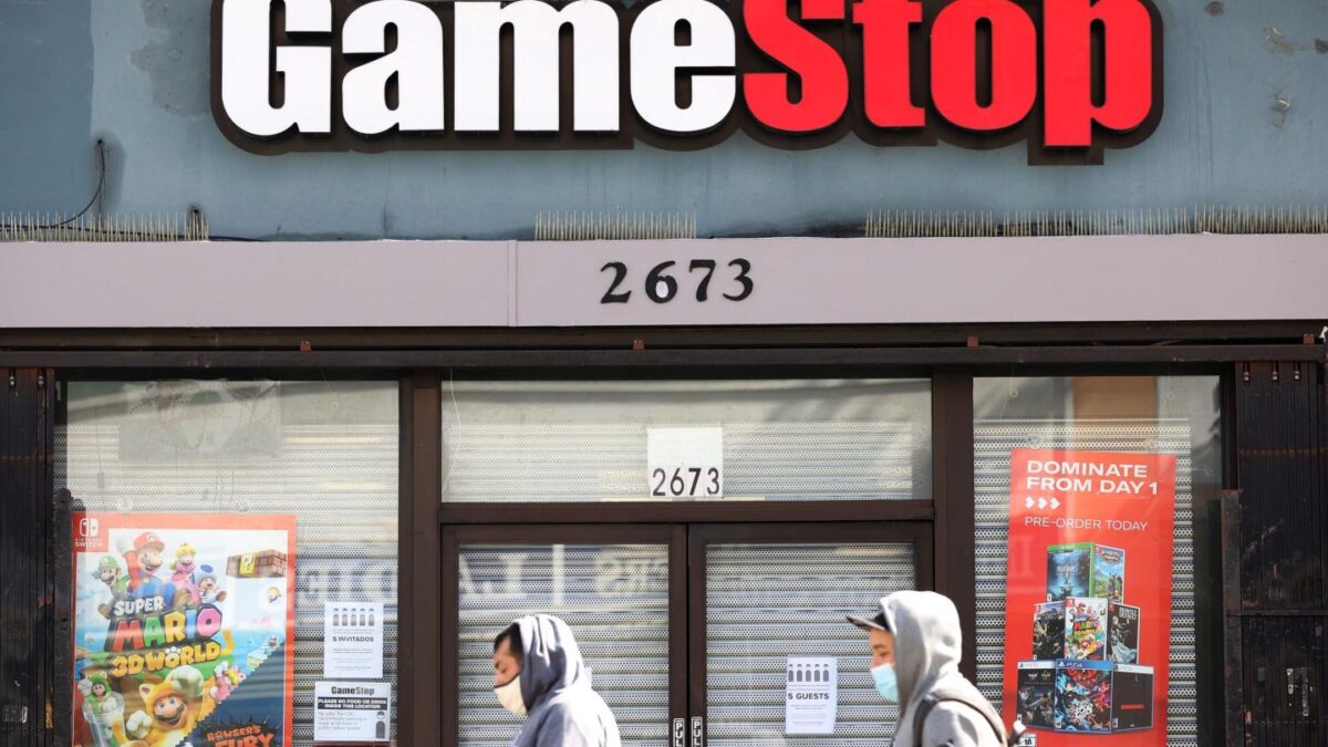 Share prices in GameStop Corp almost doubled on Monday morning.