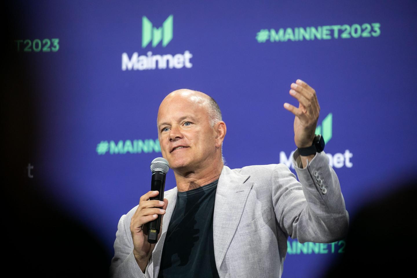 Michael Novogratz speaks at a conference in New York.