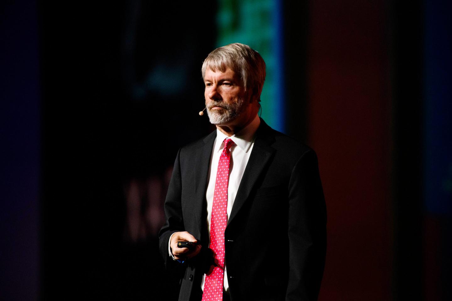Michael Saylor, co-founder and chairman of Microstrategy, speaks at Bitcoin 2024 Conference in Nashville.
