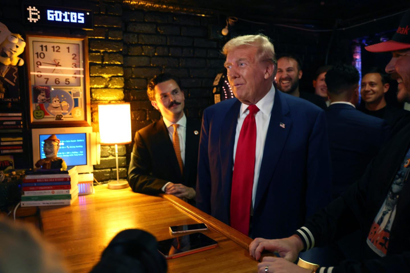 Donald Trump visits a cryptocurrency-themed bar called Pubkey in the West Village on Sept. 18, 2024 in New York City.