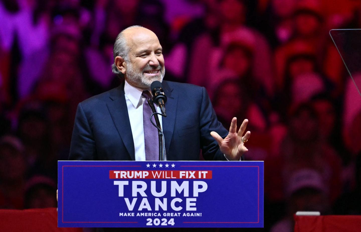 Howard Lutnick at a Trump campaign rally at Madison Square Garden in New York on Oct. 27.