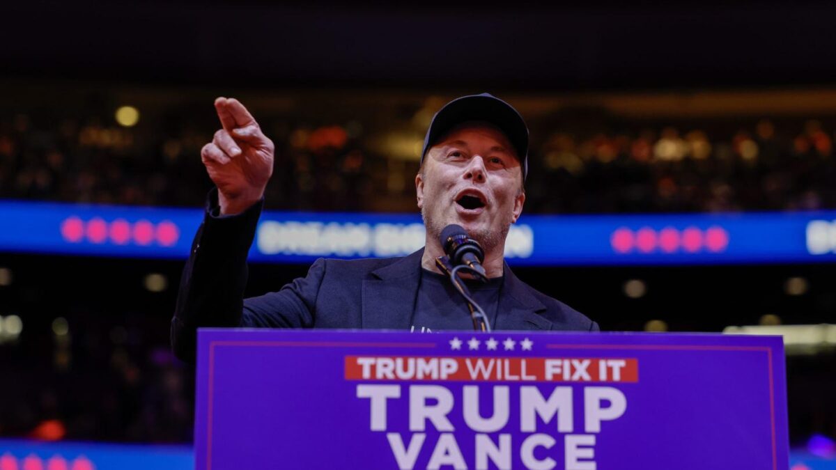 Tech billionaire Elon Musk at Trump's campaign rally at Madison Square Garden in the run-up to the 2024 election.