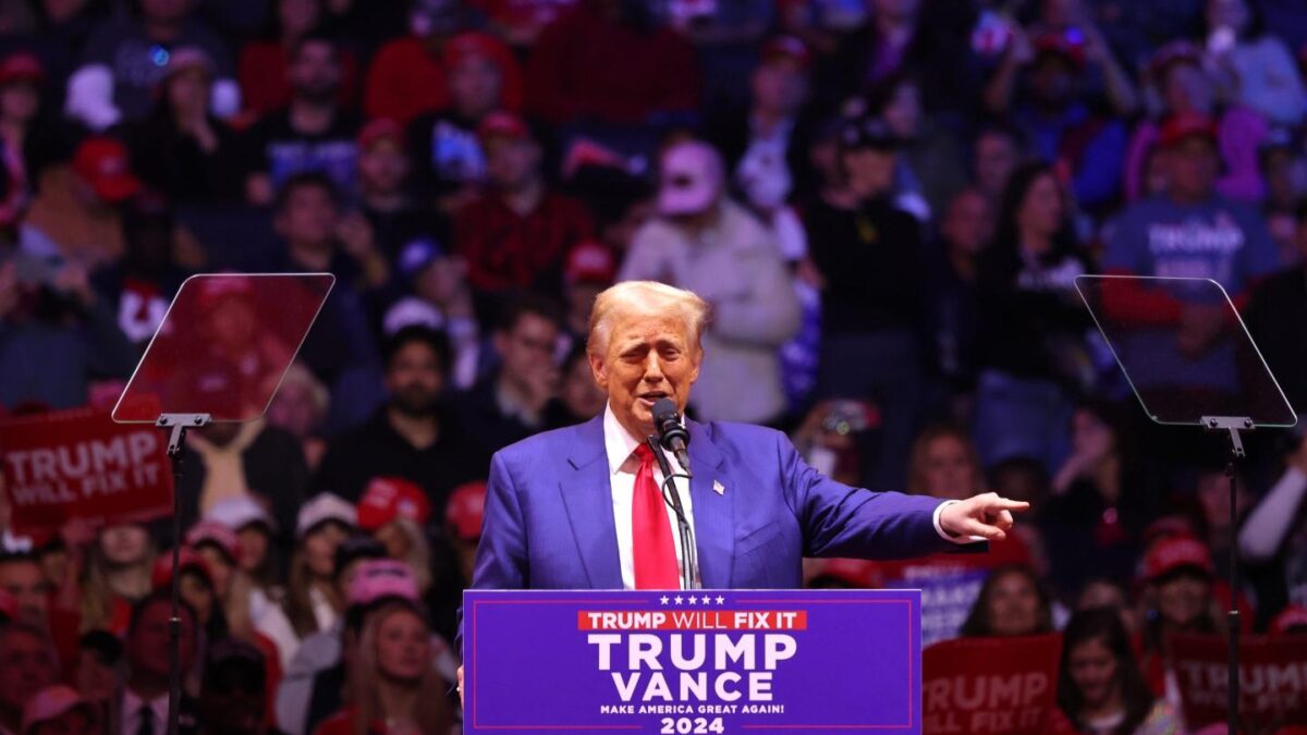 Former President Donald Trump speaks at a rally at Madison Square Garden