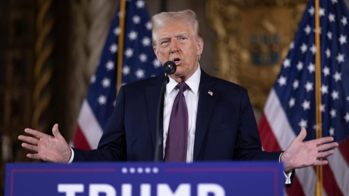 President-elect Donald Trump speaks to members of the media.