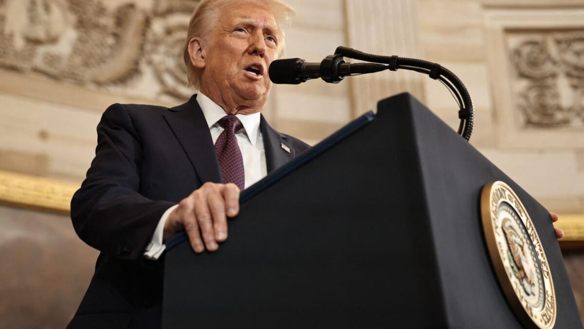U.S. President Donald Trump delivers his inaugural address
