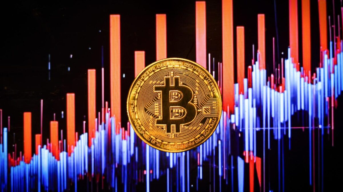 Photo illustration of Bitcoin token
