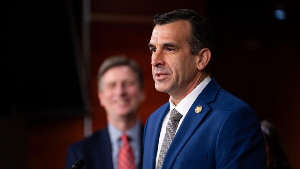 Rep. Sam Liccardo speaks during a news conference.