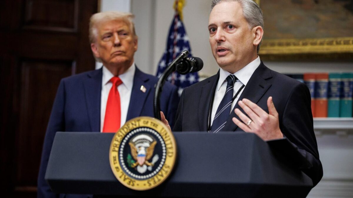David Sacks speaks at a press conference from the White House.