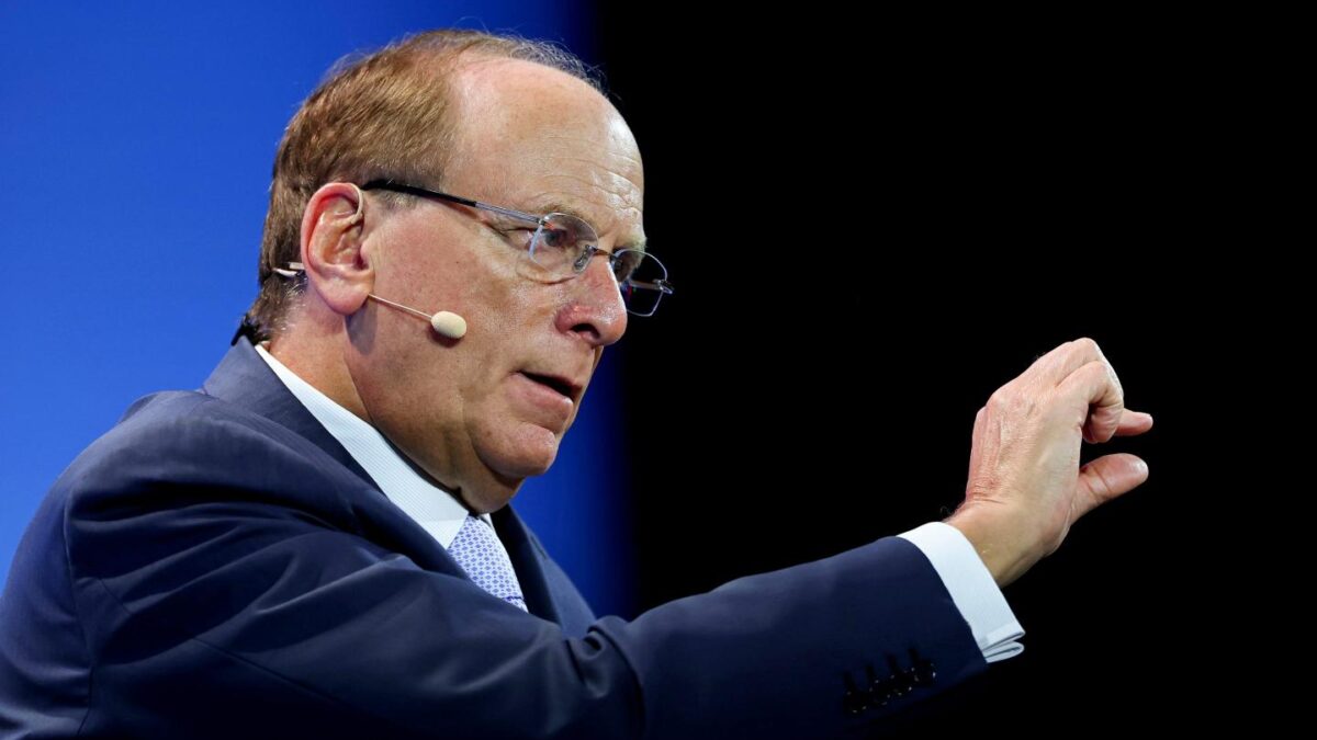 Larry FInk speaks at a conference in Texas