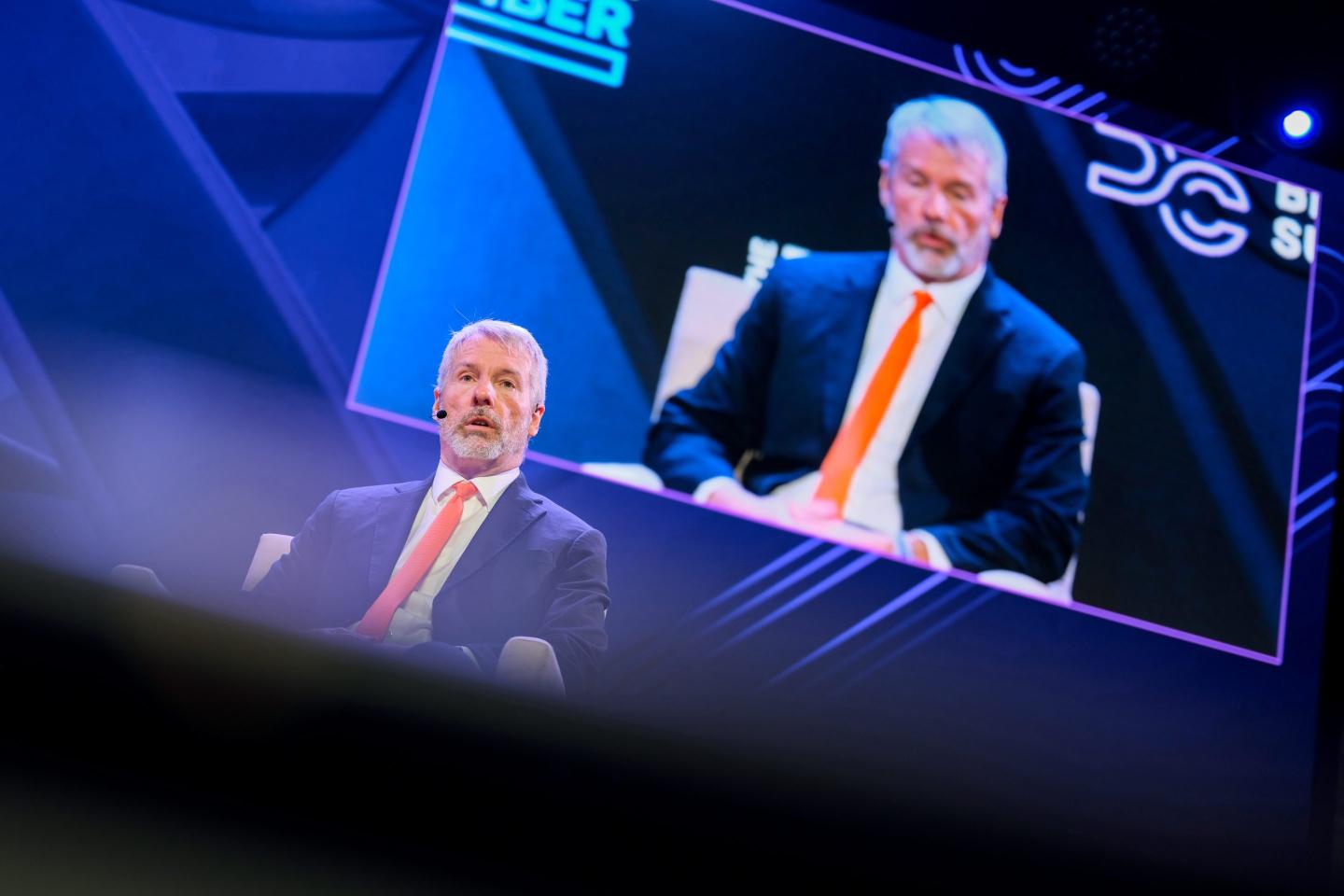 Michael Saylor speaks at a crypto conference in Washington, D.C.