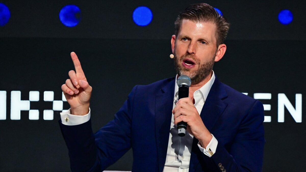 Eric Trump speaks at a crypto conference
