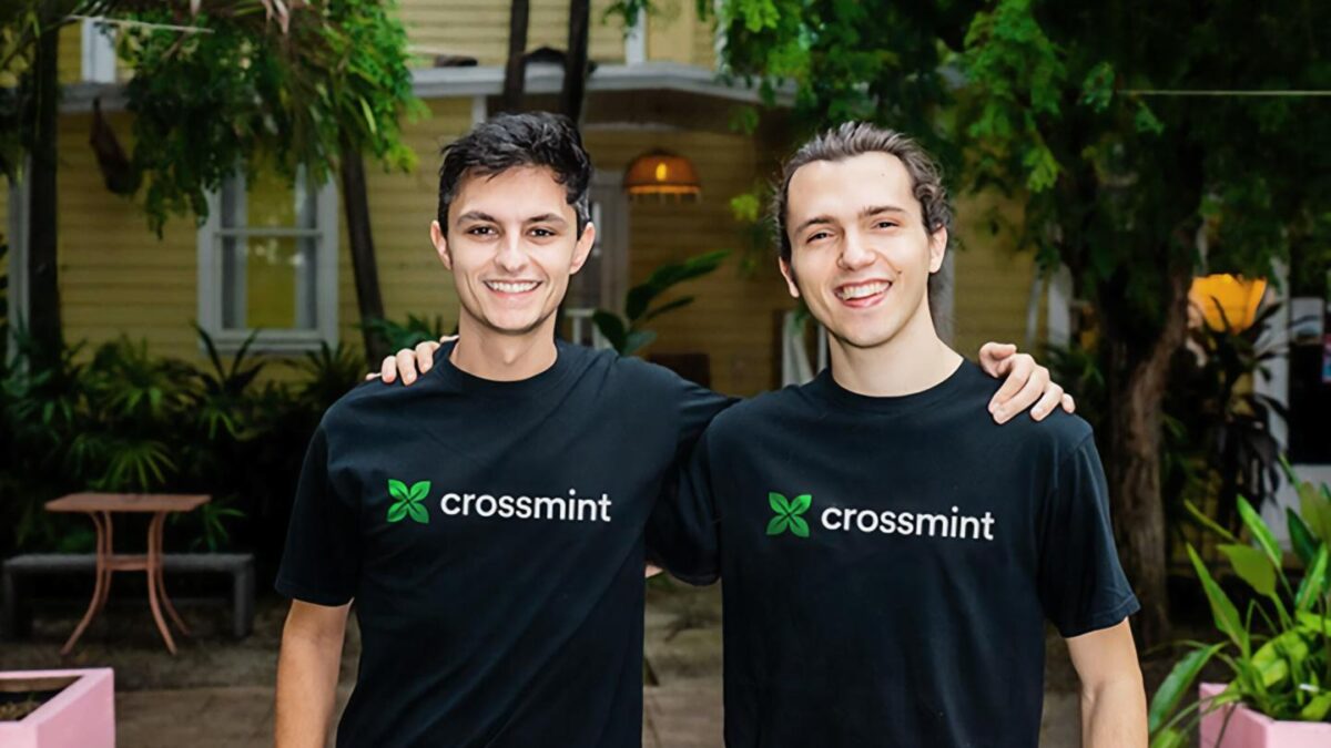 Crossmint's two cofounders standing together smiling.
