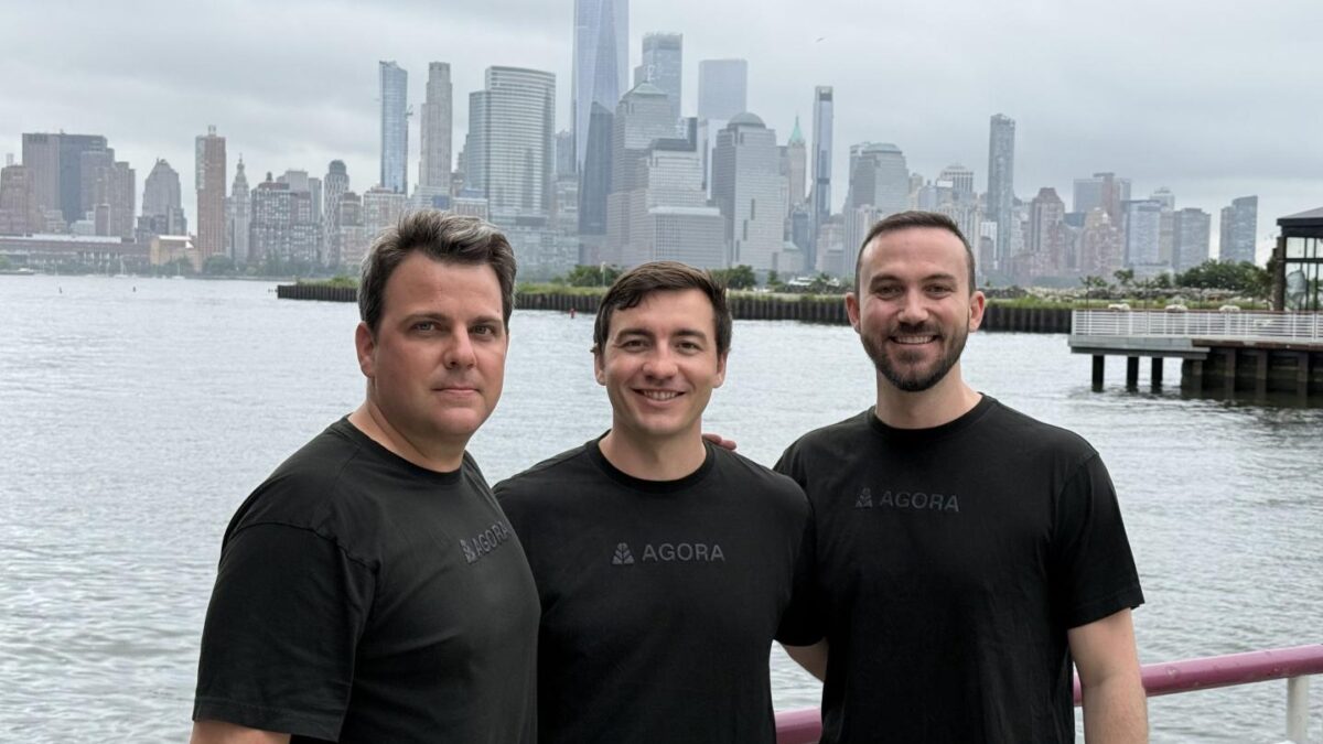 From left: Agora cofounders Joe McGrady, Nick van Eck, and Drake Evans.