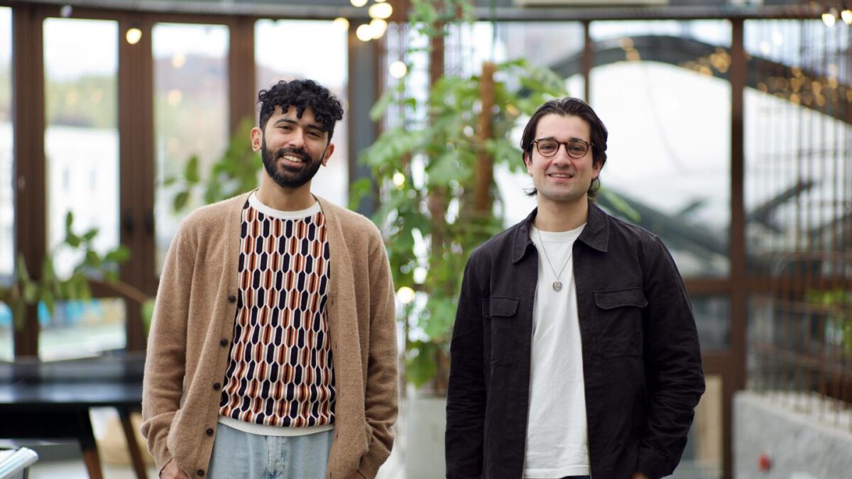 Co-founders of OpenOrigins Manny Ahmed-Renger and Ari Abelson stand next to each other
